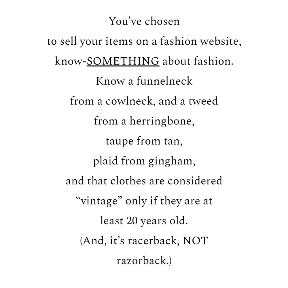 A little respect for fashion & the English language, please.